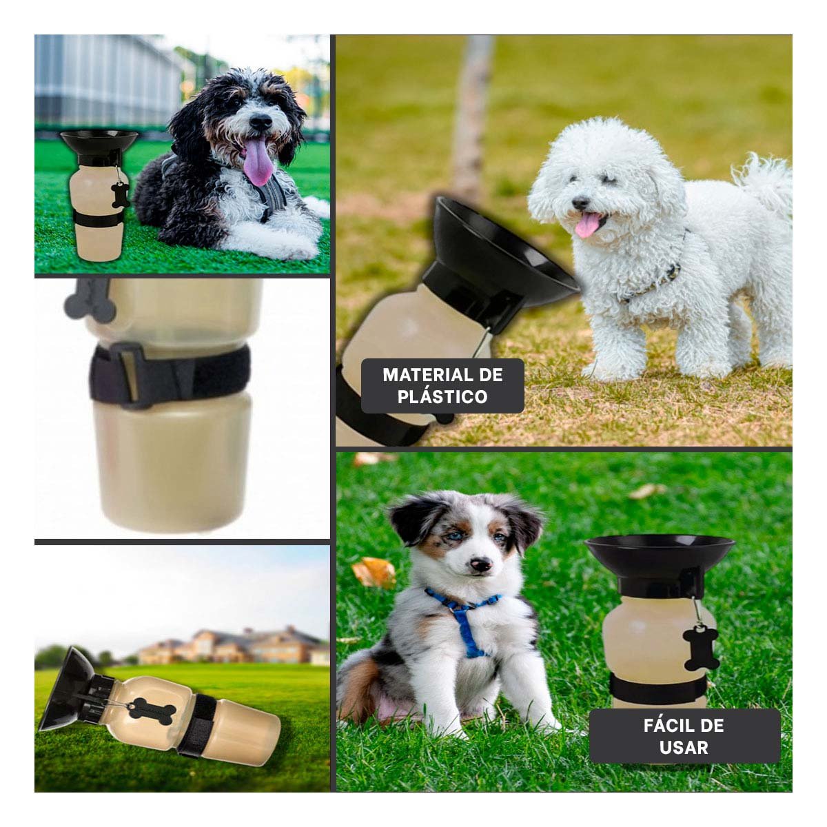 PACK2 CONTENEDOR DE AGUA PARA PERRO AQUA DOG EN GRIS Y+PAPEL REGALO - 3