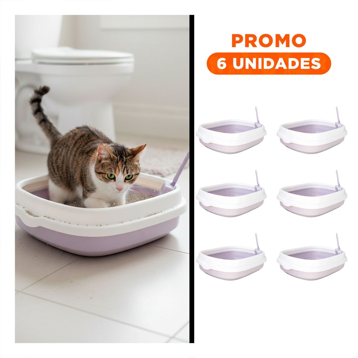 PACK6 UNIDAD LILA PARA GATO CON PALA CERNIDORA 48X40X12,5 - 1