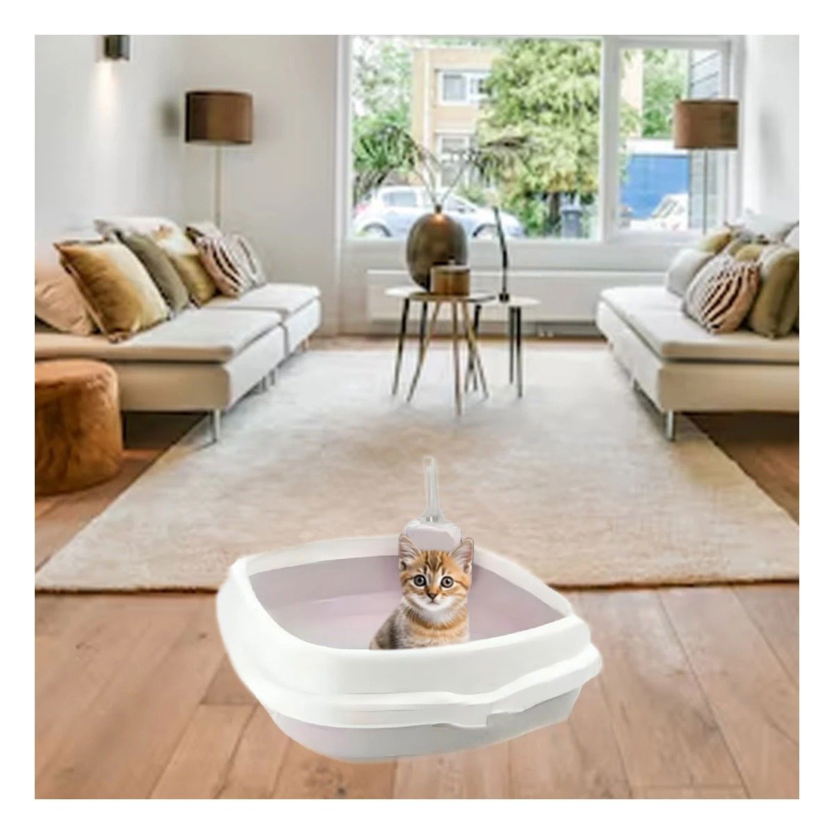 PACK4 SISTEMA LILA PARA GATO CON PALA CERNIDORA 48X40X12,5 Y+PAPEL REGALO - 5
