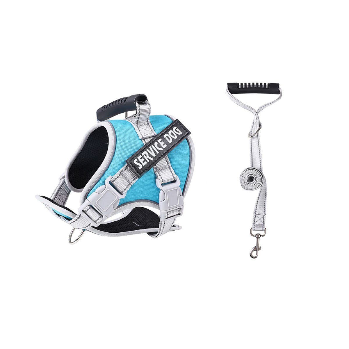 PACK6 ARNES DE CONTROL SERVICE DOG TALLA S TURQUEZA CON ASA Y BROCHES FIRMES Y+REGALO STICKER - 2