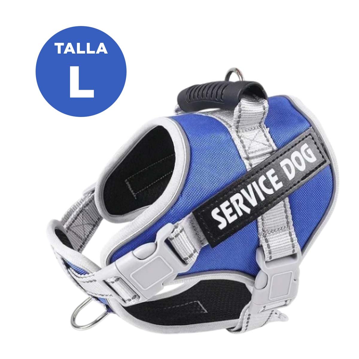 PACK4 PECHERA COMODA ARNES CHALECO CON ASA SERVICE DOG TALLA L AZUL PARA ENTRENAMIENTO - 4