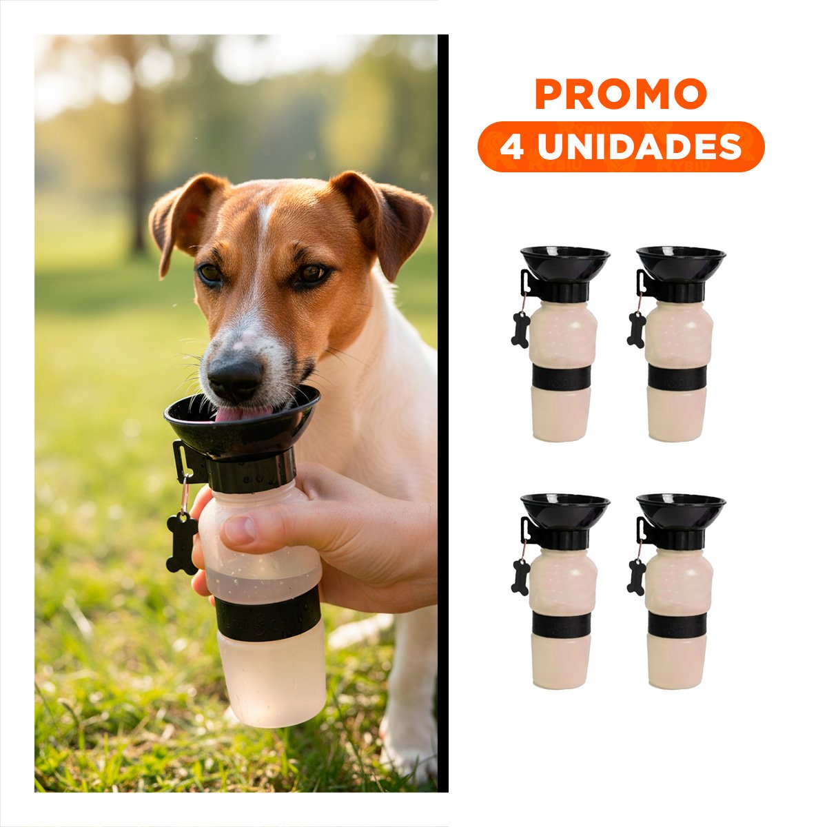 PACK4 EQUIPO DE AGUA PARA PERRO AQUA DOG GRIS PORTATIL Y+REGALO STICKER - 1