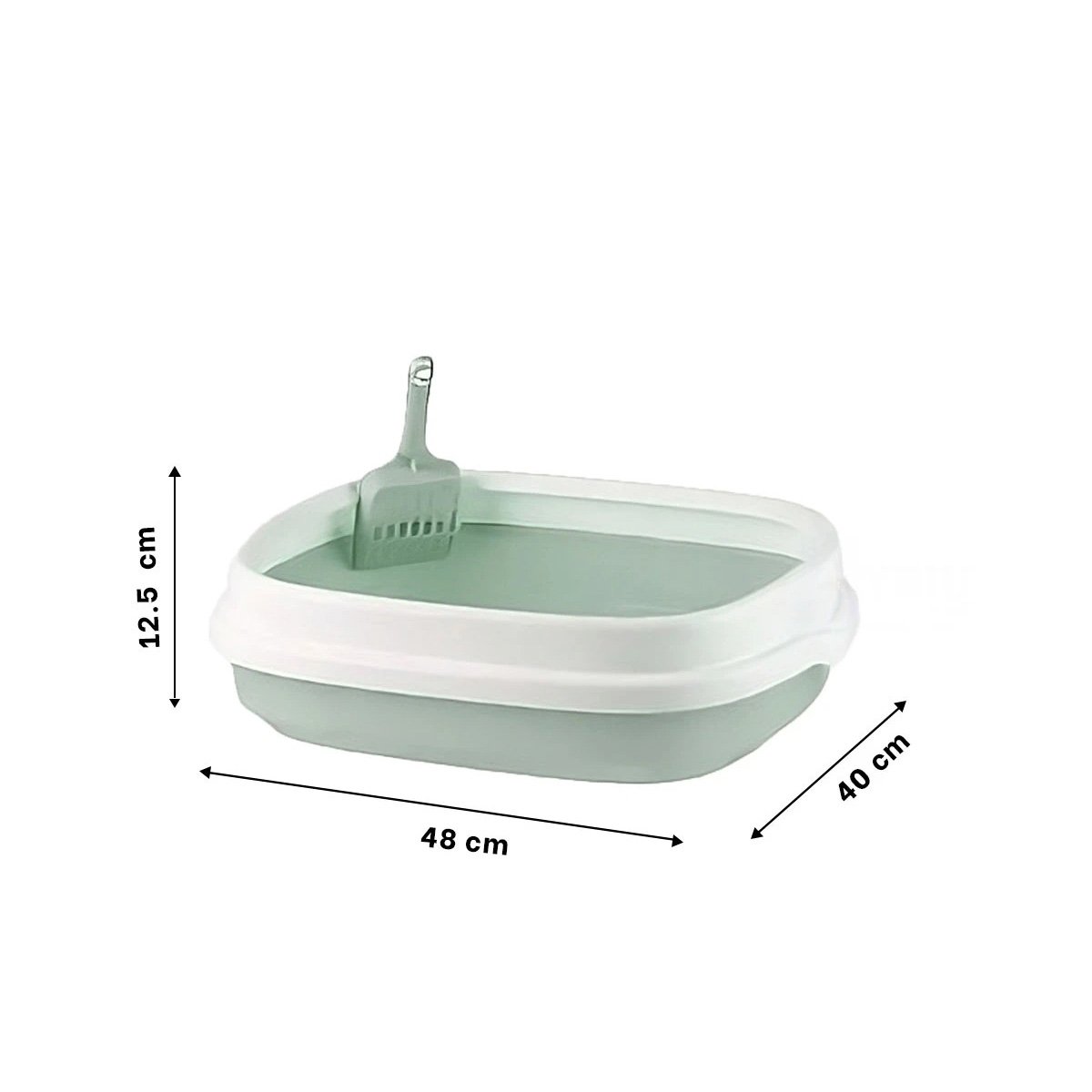 ARENERO VERDE PARA GATO CON PALA CERNIDORA 48X40X12,5 Y+LIGAS REGALO - 4