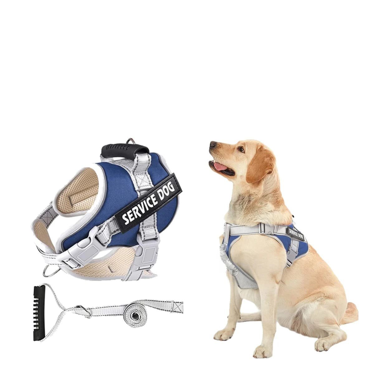 PECHERA CON ASA SERVICE DOG TALLA S AZUL ESTILO CHALECO AJUSTABLE Y+LIGAS REGALO - 3