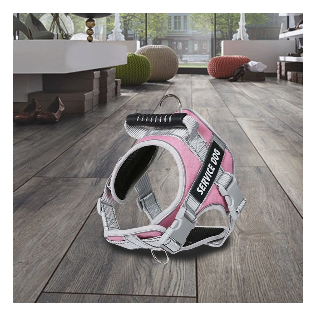 PECHERA TIPO CHALECO CON ASA DE SEGURIDAD PARA PERRO TALLA S ROSADO CLARO Y+PAPEL REGALO - 5