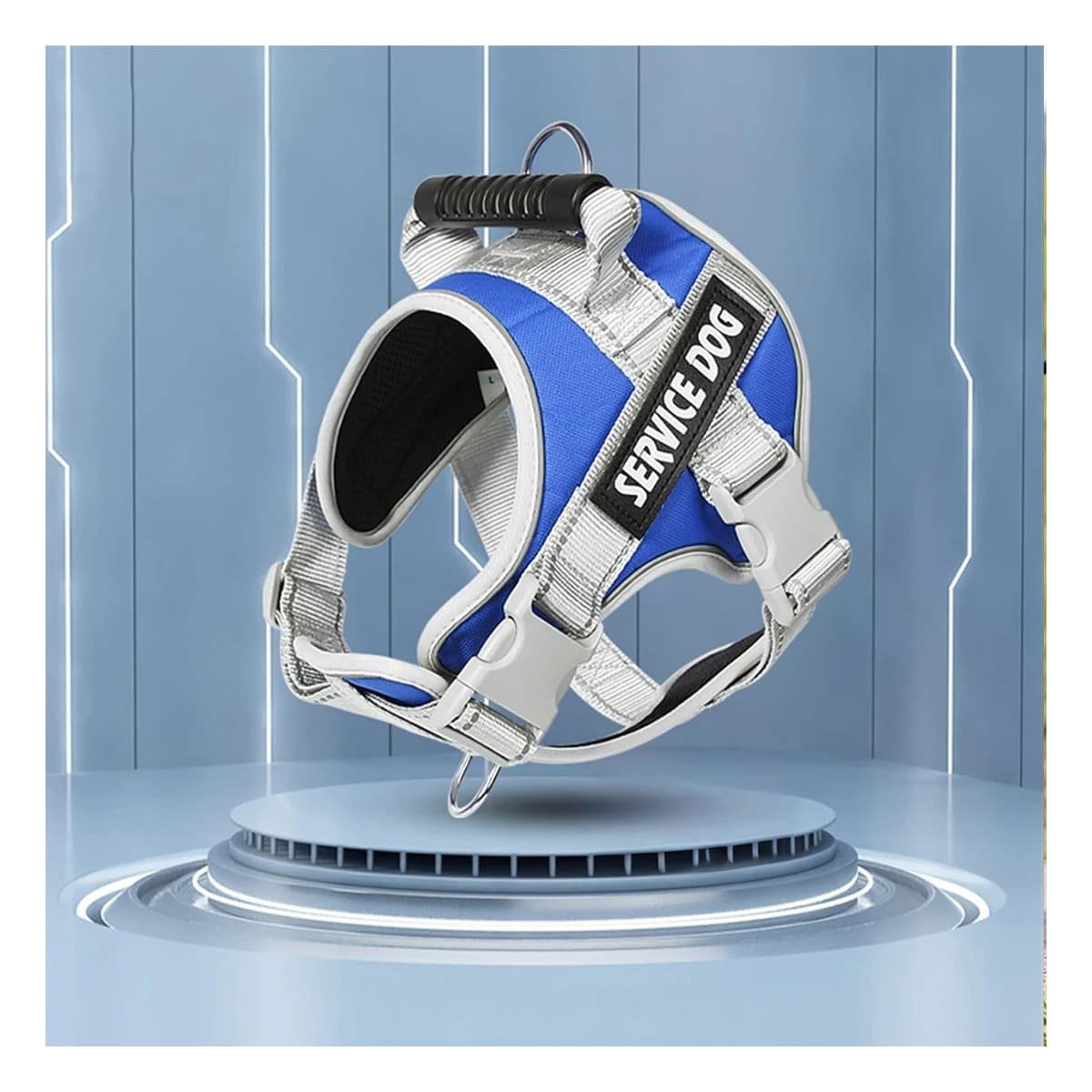 PACK2 PECHERA ARNES SERVICE DOG TALLA S AZUL CON ASA Y HEBILLAS RESISTENTES Y+PAPEL REGALO - 2