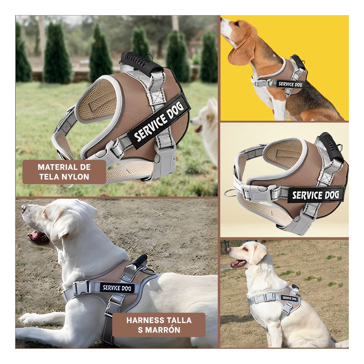 PECHERA DE SOPORTE SERVICE DOG TALLA S MARRON CON ASA FIRME - 5
