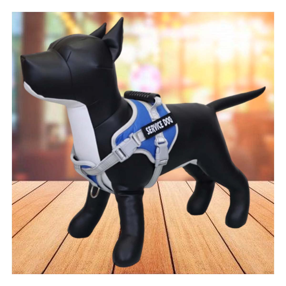 PACK6 CHALECO AJUSTABLE PECHERA ARNES CON ASA SERVICE DOG TALLA L AZUL Y+REGALO STICKER - 5
