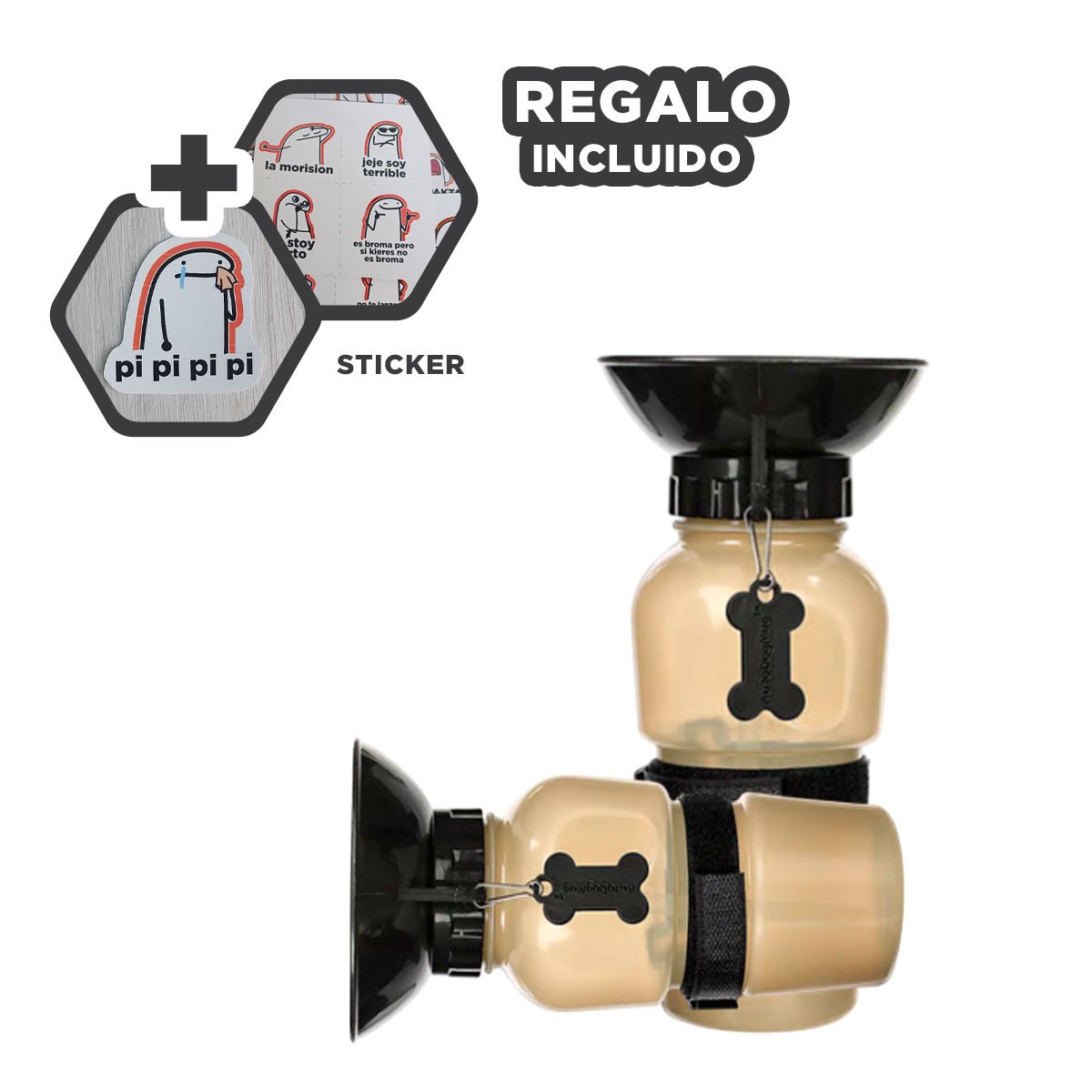 SOLUCION PORTATIL PARA AGUA DE MASCOTA AQUA DOG GRIS Y+REGALO STICKER - 1