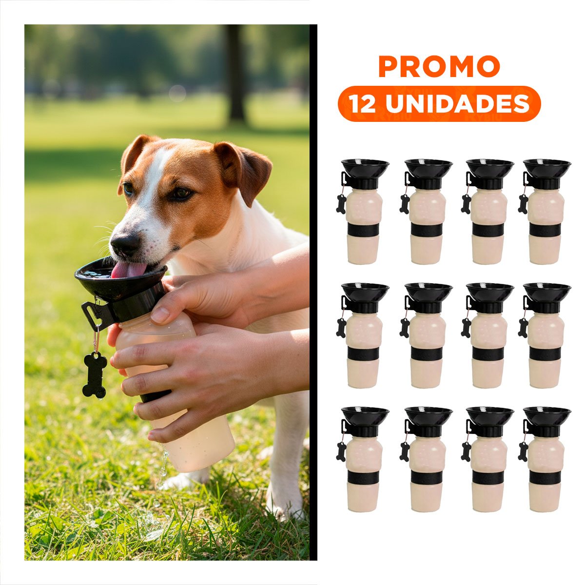 PACK12 CONTENEDOR GRIS AQUA DOG PARA AGUA DE MASCOTA Y+REGALO STICKER - 1