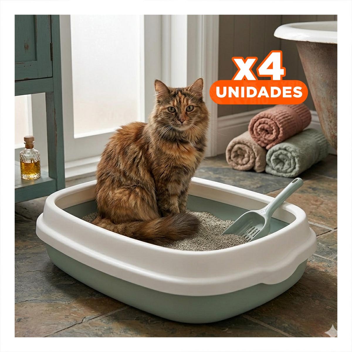 PACK4 ESTACION VERDE PARA GATO CON PALA CERNIDORA 48X40X12,5 - 1