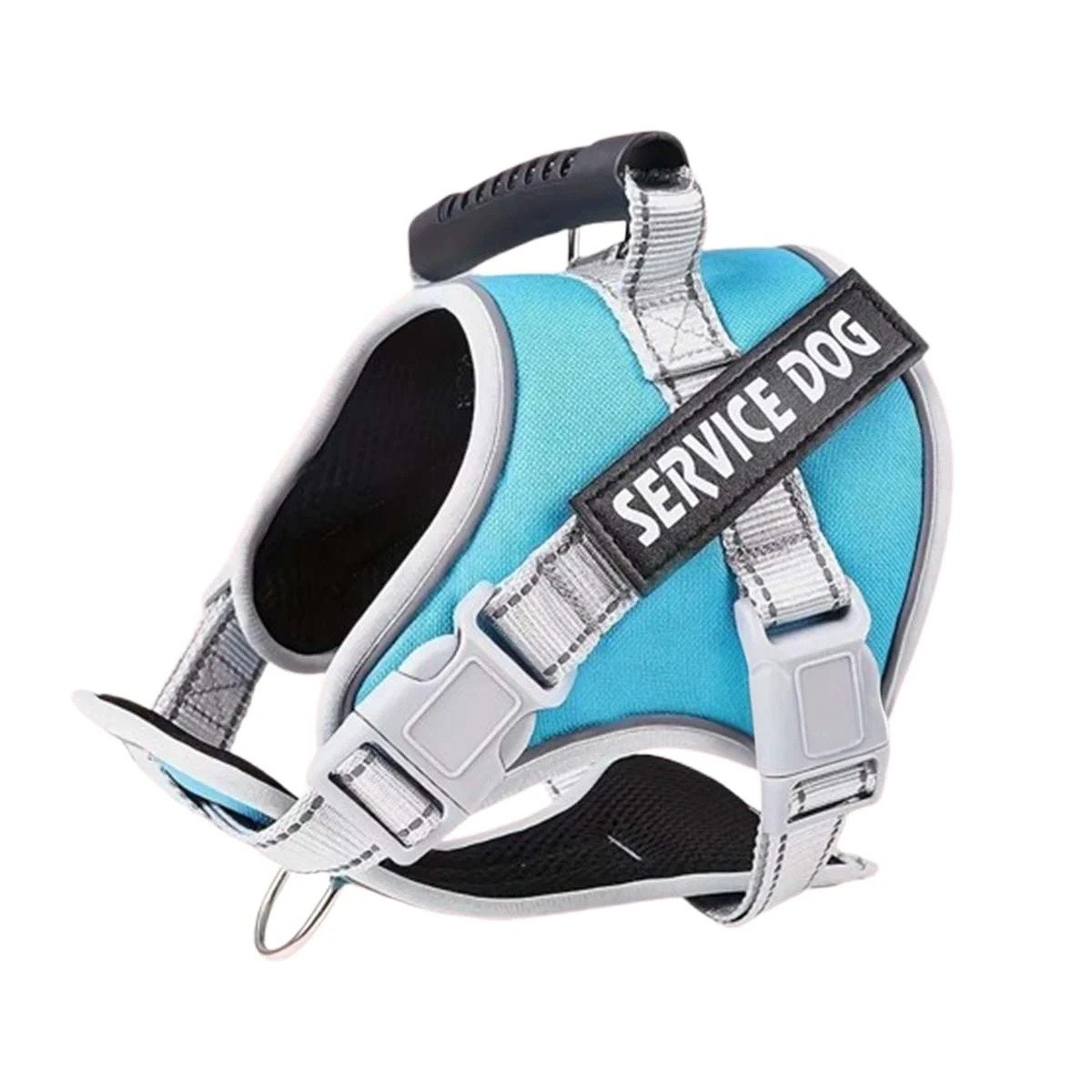 CHALECO ARNES CON ASA SERVICE DOG TALLA S TURQUEZA CON CONTROL SEGURO Y+REGALO STICKER - 3