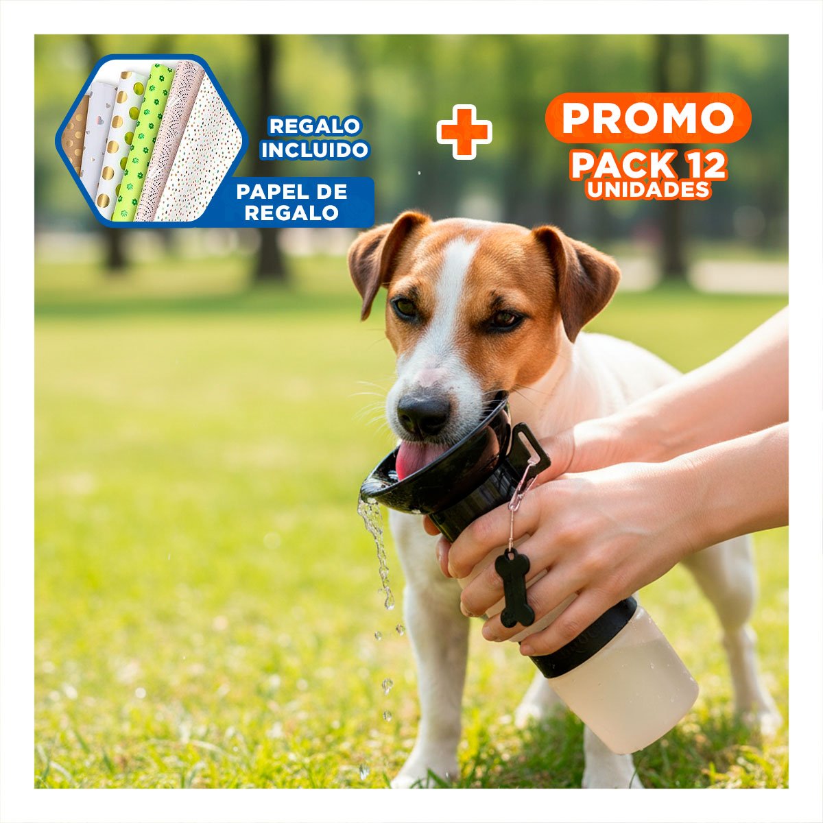 PACK12 DISPENSADOR GRIS AQUA DOG PARA PERRO PORTATIL Y+PAPEL REGALO - 1