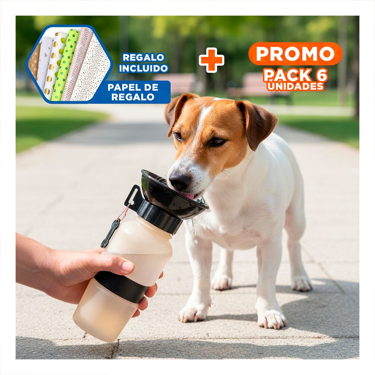 PACK6 SOLUCION DE AGUA PARA PERRO AQUA DOG GRIS Y+PAPEL REGALO - 1