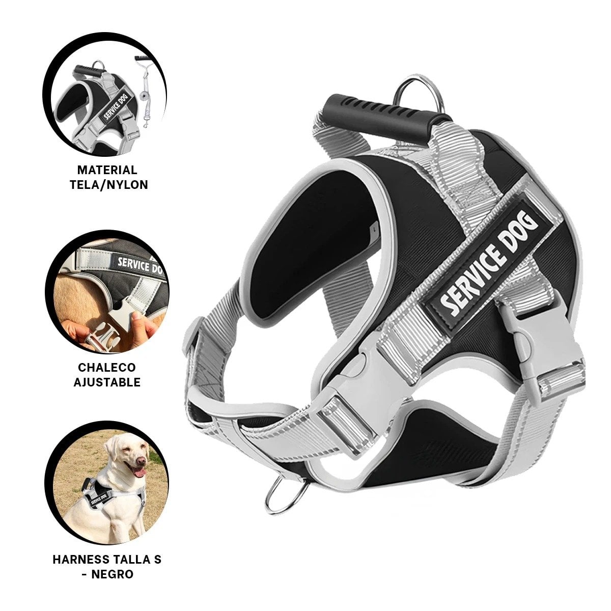 PECHERA DE PASEO PARA PERRO TALLA S NEGRO CON ASA Y ESTRUCTURA FIRME - 3