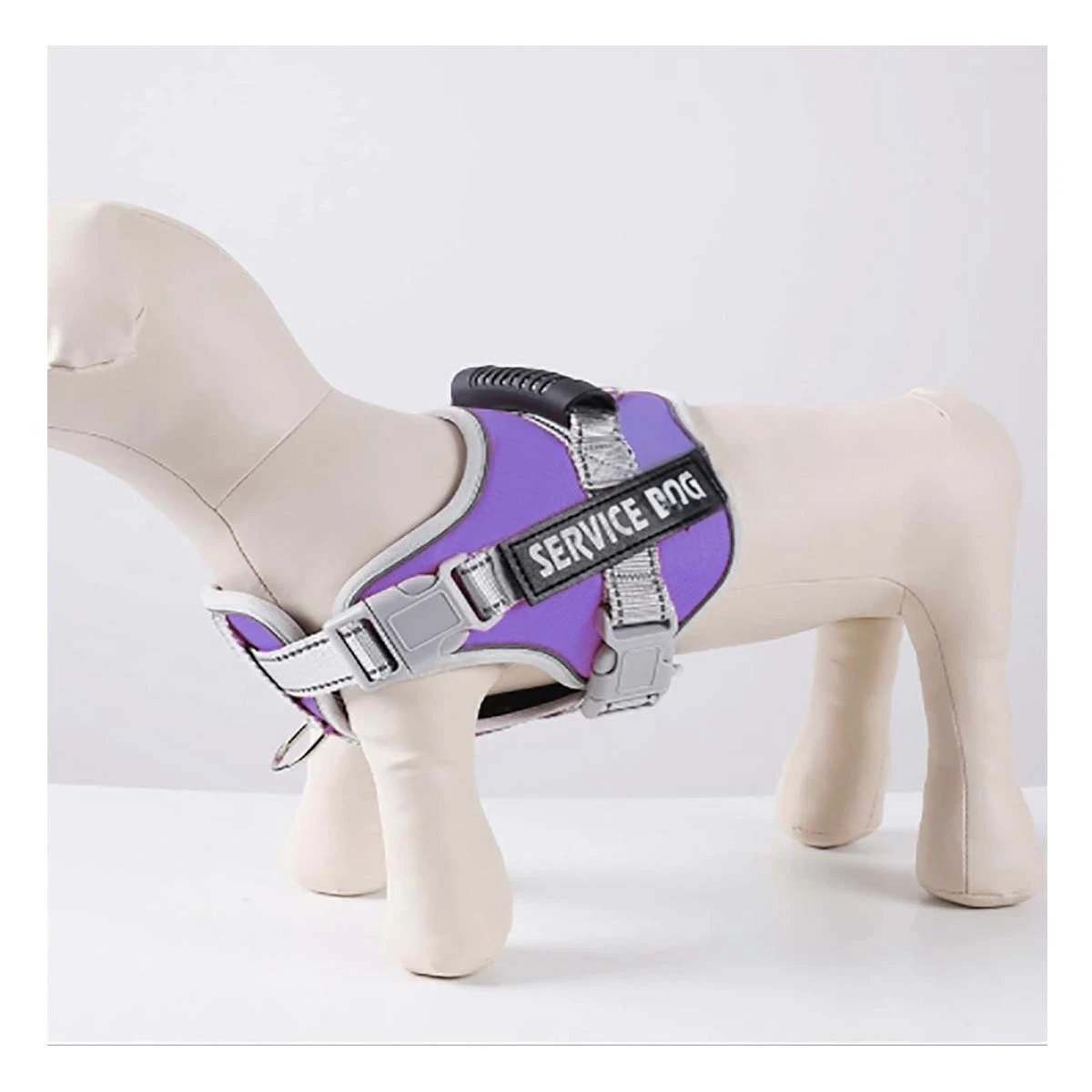 PACK2 PECHERA CON ASA DE MANEJO PARA PERRO SERVICE DOG TALLA S MORADO - 1
