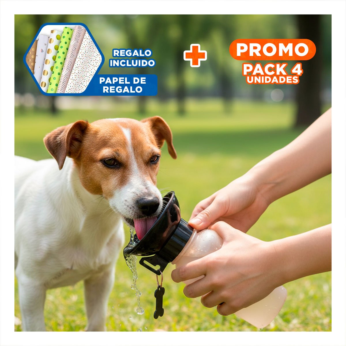 PACK4 SISTEMA DE AGUA PARA MASCOTA AQUA DOG EN GRIS Y+PAPEL REGALO - 1