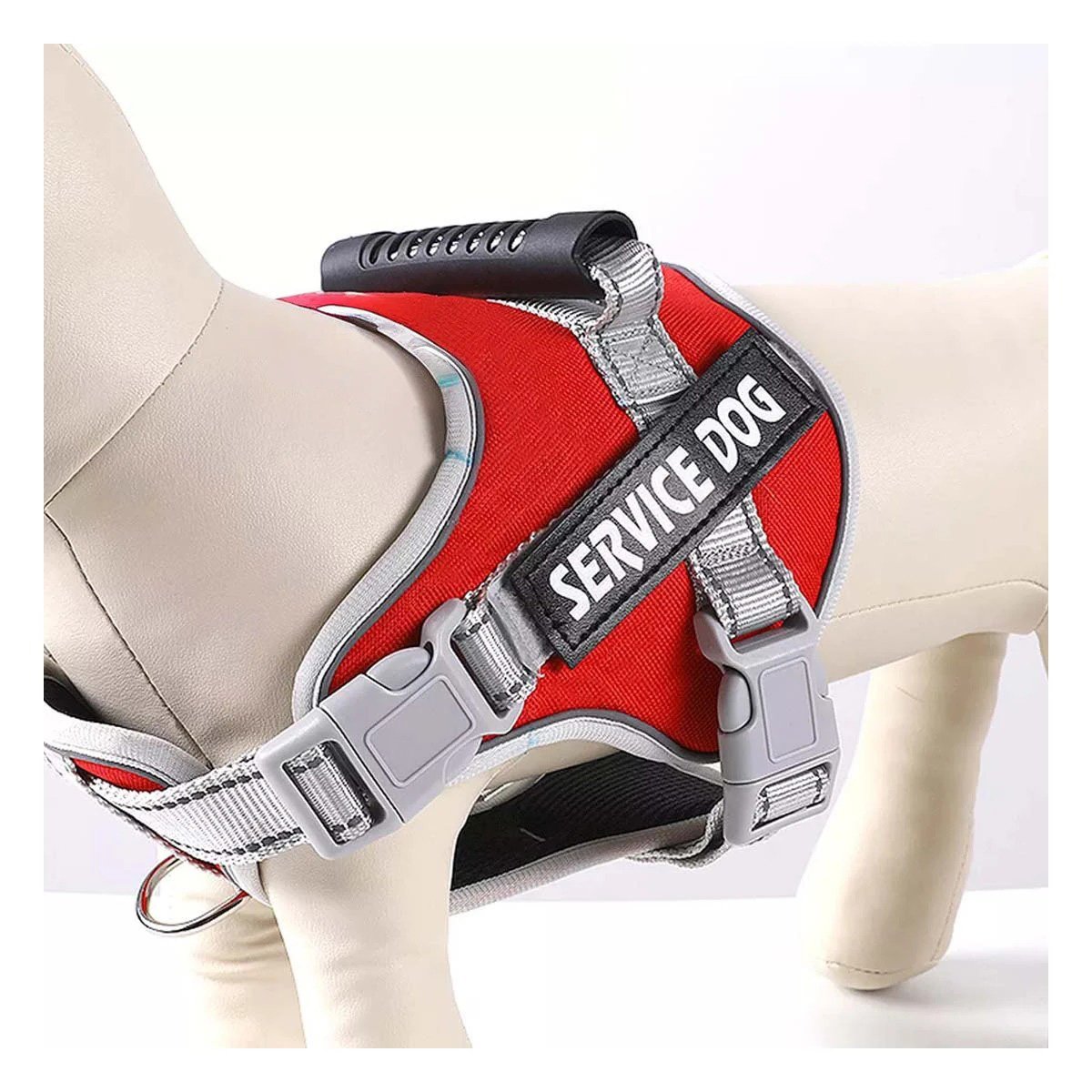 PACK4 CHALECO DE SEGURIDAD SERVICE DOG TALLA S ROJO CON ASA AJUSTABLE - 3