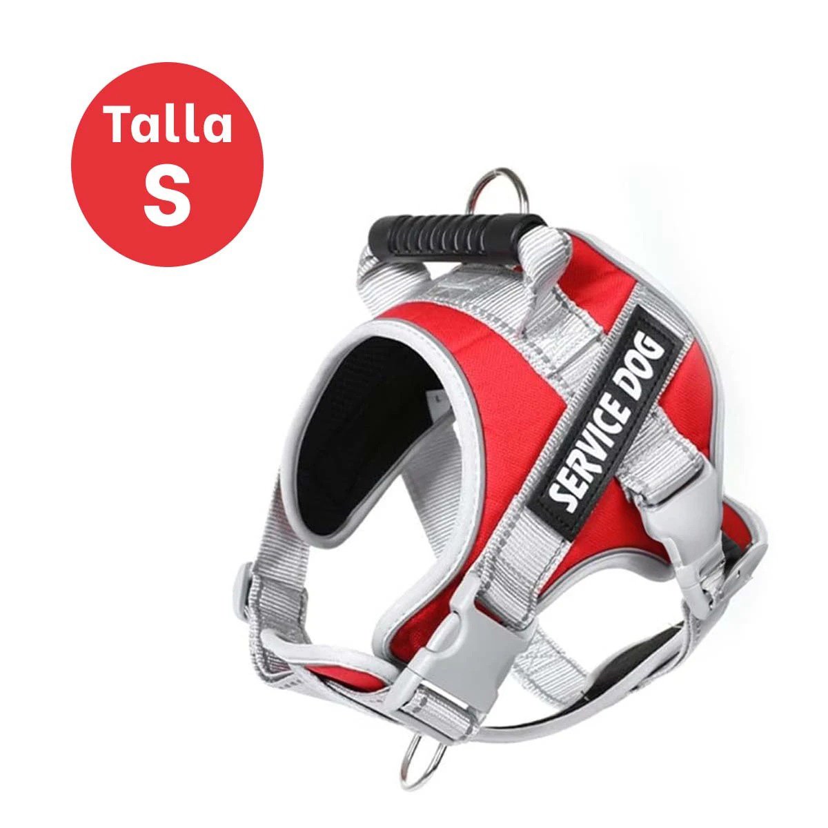 PACK4 CHALECO DE SEGURIDAD SERVICE DOG TALLA S ROJO CON ASA AJUSTABLE - 4