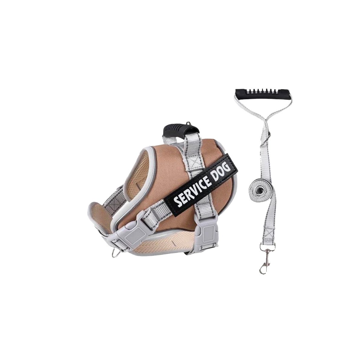 PACK2 HARNESS CHALECO DE PASEO CON ASA PARA PERRO SERVICE DOG TALLA M MARRON Y+REGALO STICKER - 2
