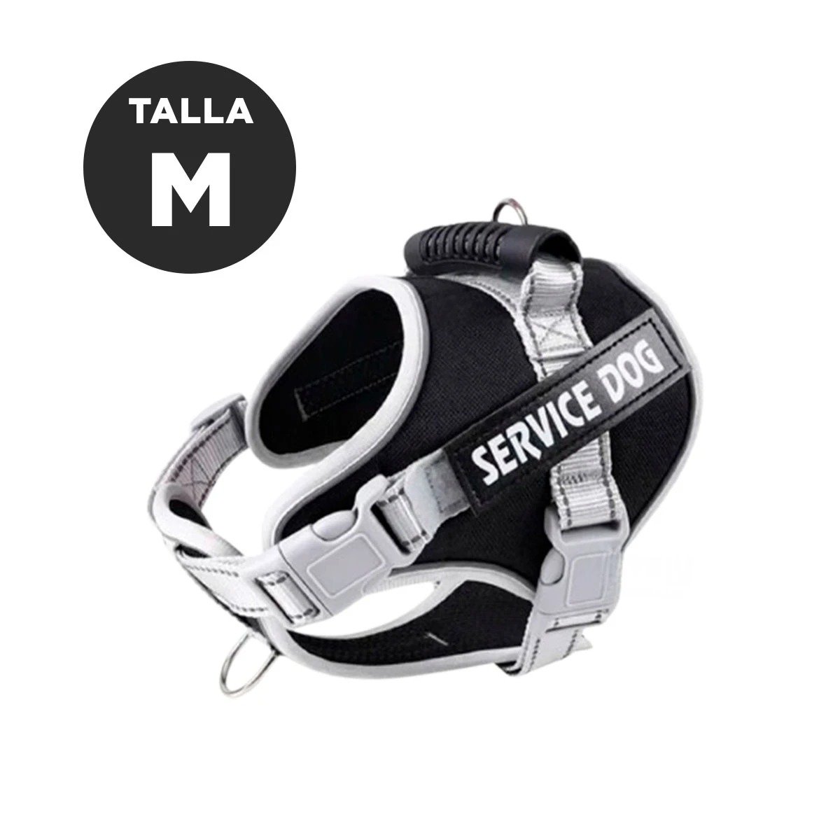 PACK2 ARNES CON ASA DE ENTRENAMIENTO PARA PERRO SERVICE DOG TALLA M NEGRO Y+PAPEL REGALO - 4