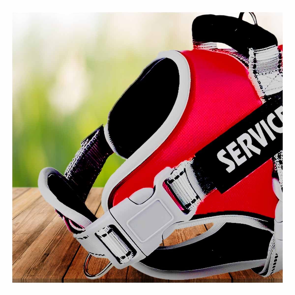 PACK6 PECHERA CON ASA FIRME PARA PERRO SERVICE DOG TALLA M FUCSIA Y+REGALO STICKER - 5