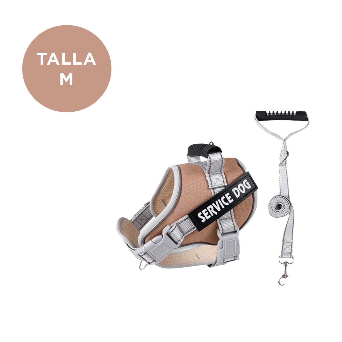 HARNESS DE CONTROL CON ASA TIPO CHALECO PARA PERRO SERVICE DOG TALLA M MARRON Y+LIGAS REGALO - 4