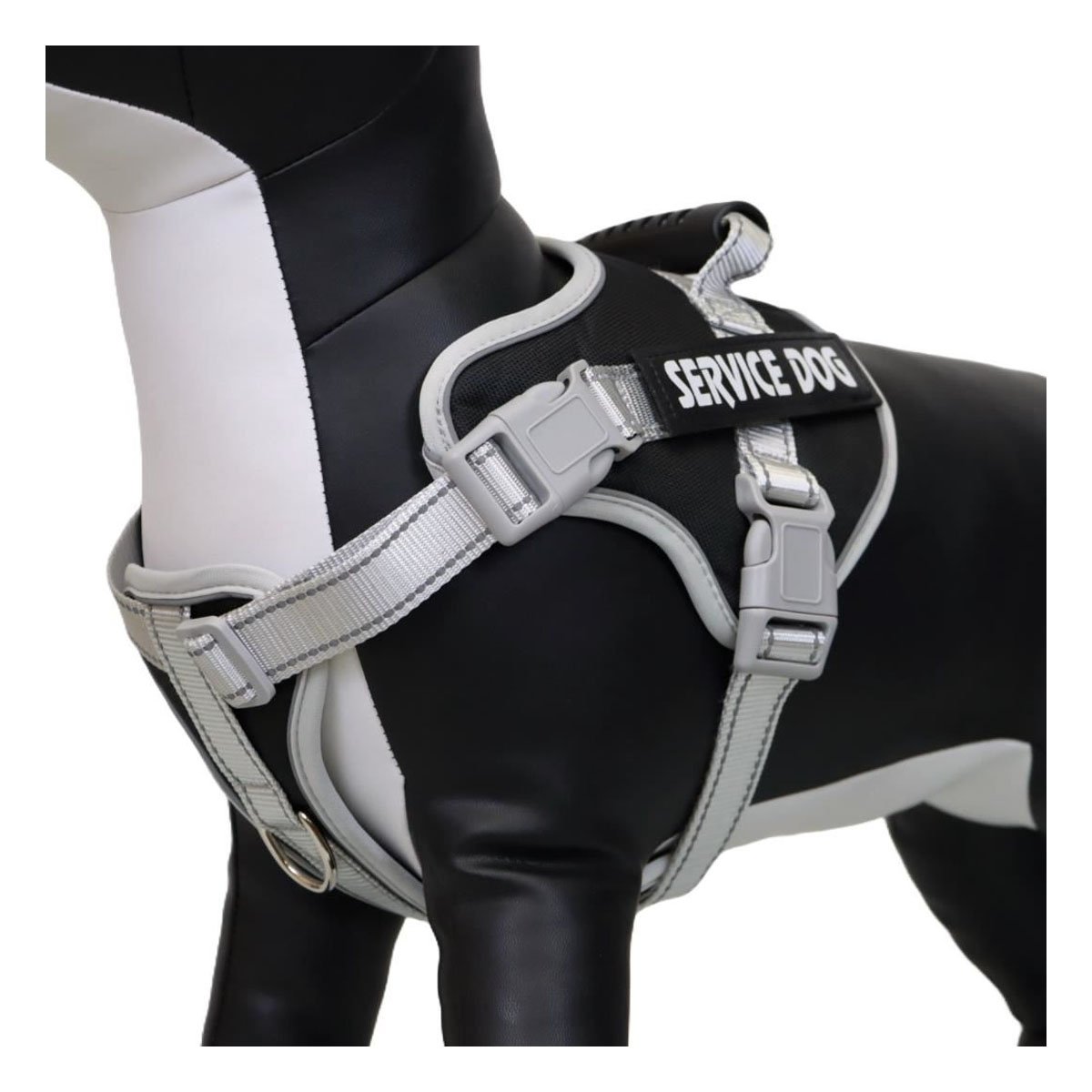 PACK4 PECHERA REFORZADA CON ASA PARA PERRO SERVICE DOG TALLA M NEGRO Y+PAPEL REGALO - 3