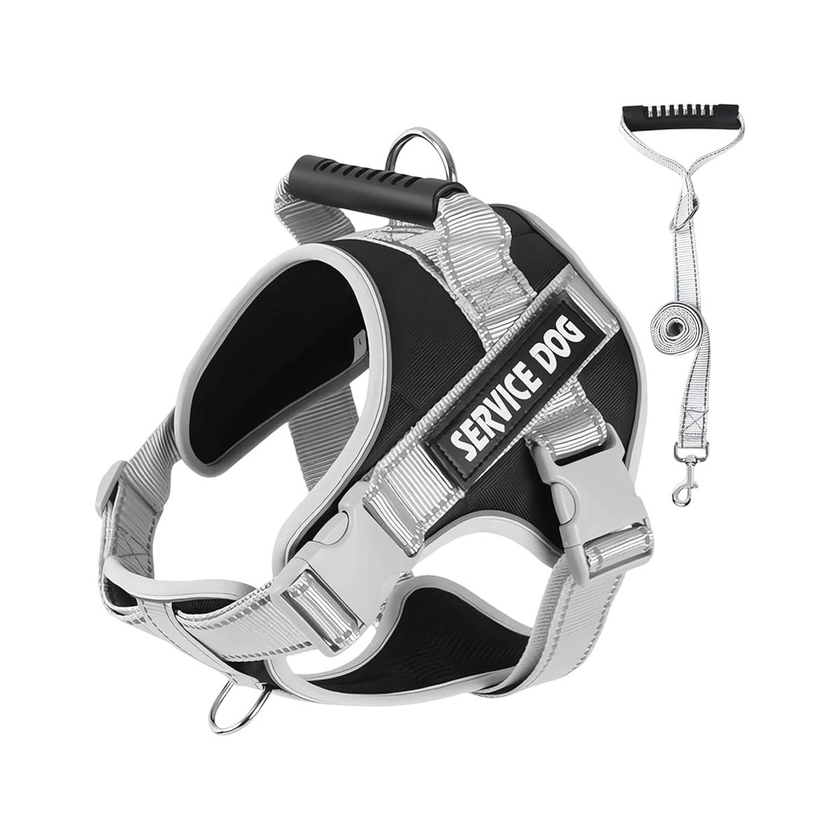 PACK2 HARNESS CHALECO DE PASEO CON ASA PARA PERRO SERVICE DOG TALLA M NEGRO Y+REGALO STICKER - 2