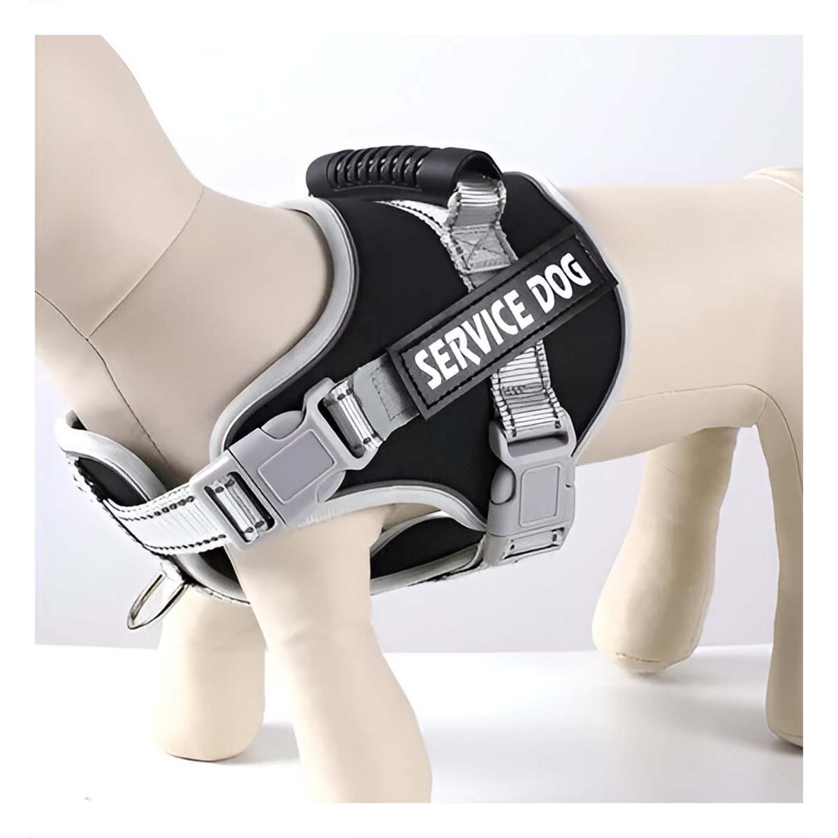 PACK2 HARNESS CHALECO DE PASEO CON ASA PARA PERRO SERVICE DOG TALLA M NEGRO Y+REGALO STICKER - 3