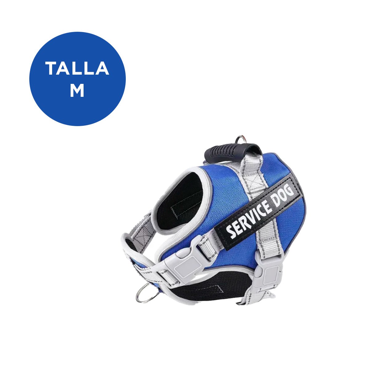 CHALECO CON ASA DE AGARRE SUPERIOR PARA PERRO SERVICE DOG TALLA M AZUL - 4
