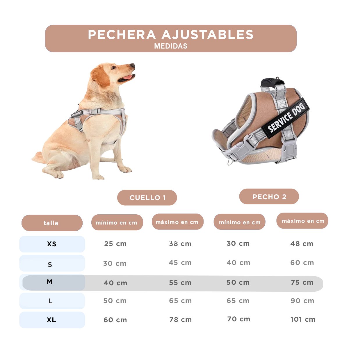 PACK4 CHALECO DE CONTROL CON ASA SUPERIOR PARA PERRO SERVICE DOG TALLA M MARRON - 4