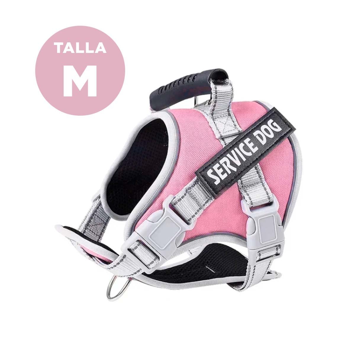CHALECO CON ASA DE AGARRE SUPERIOR PARA PERRO SERVICE DOG TALLA M ROSADO CLARO - 4