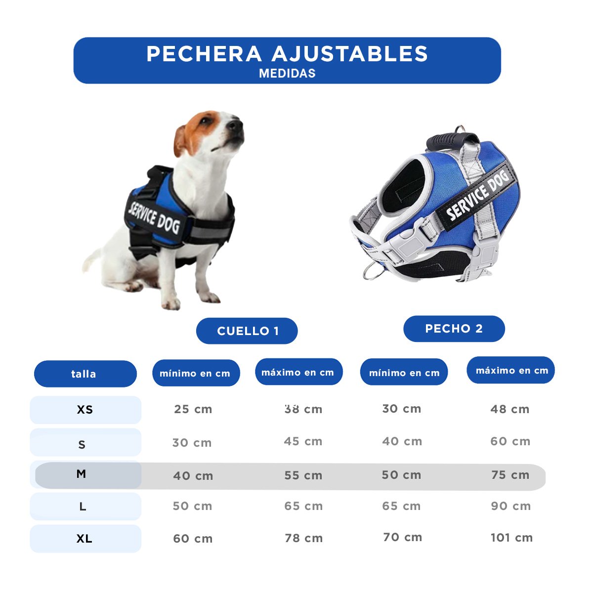 PACK2 HARNESS CHALECO DE PASEO CON ASA PARA PERRO SERVICE DOG TALLA M AZUL Y+REGALO STICKER - 4