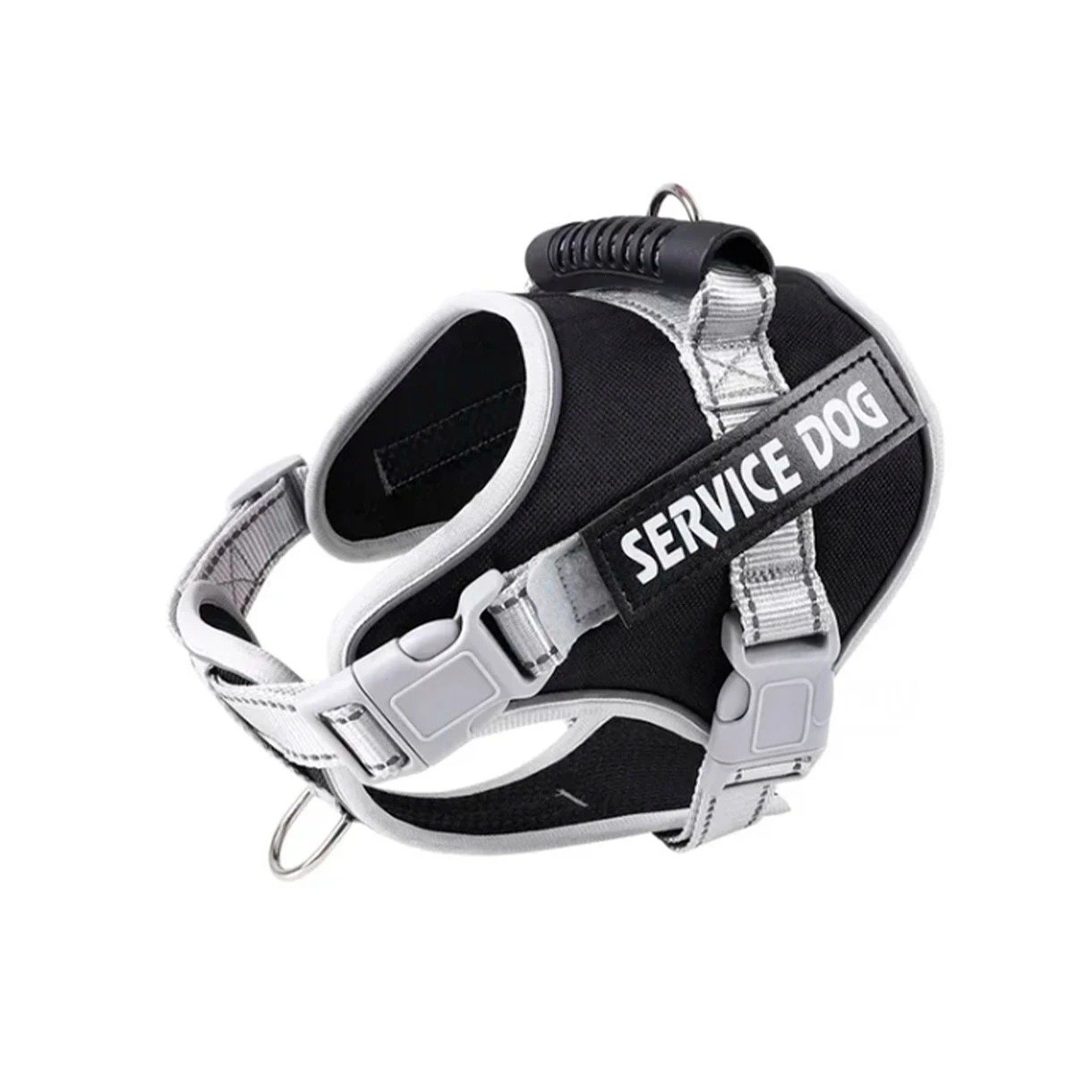 HARNESS DE CONTROL CON ASA TIPO CHALECO PARA PERRO SERVICE DOG TALLA M NEGRO Y+LIGAS REGALO - 3