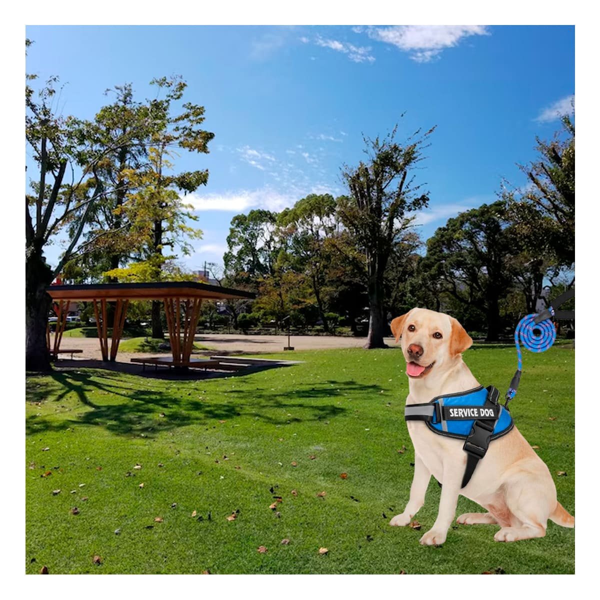 ARNES ACOLCHADO CON ASA SUPERIOR PARA PERRO SERVICE DOG TALLA M AZUL Y+REGALO STICKER - 2
