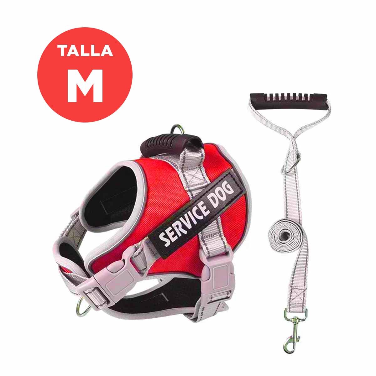 CHALECO CON ASA DE AGARRE SUPERIOR PARA PERRO SERVICE DOG TALLA M ROJO - 4