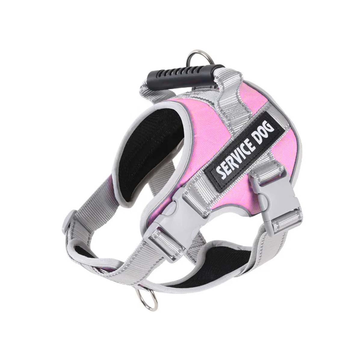 HARNESS CON ASA TIPO CHALECO PARA PERRO SERVICE DOG TALLA M ROSADO CLARO Y+LIGAS REGALO - 3
