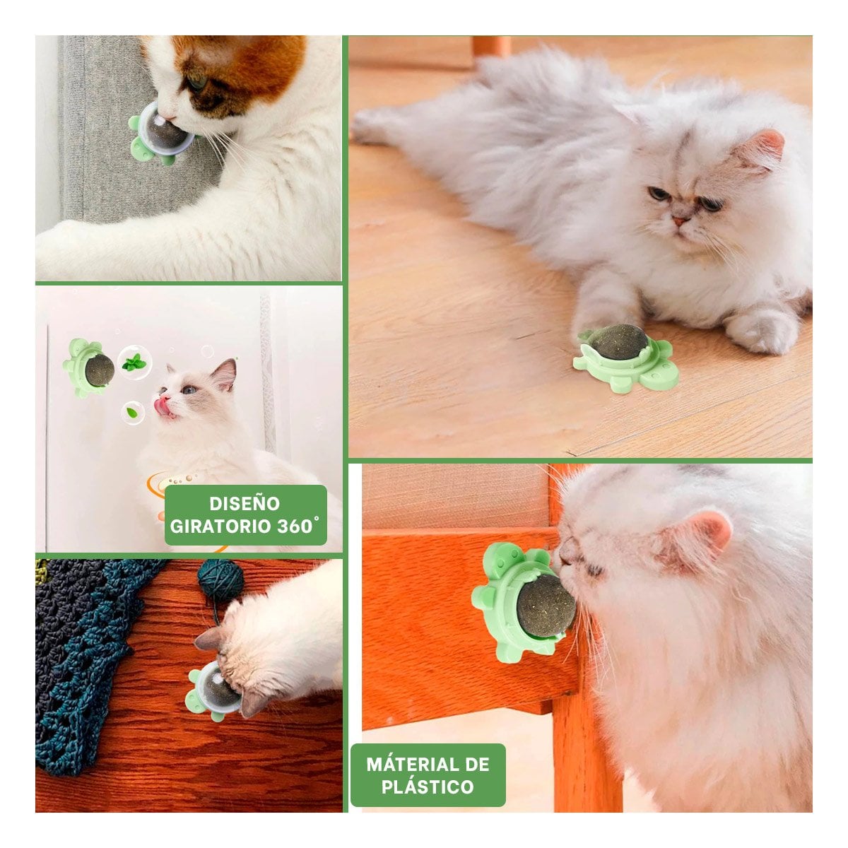 PACK4 BALON GIRATORIO EN PLASTICO VERDE CON HIERBA GATERA DE TORTUGA Y+REGALO STICKER - 2