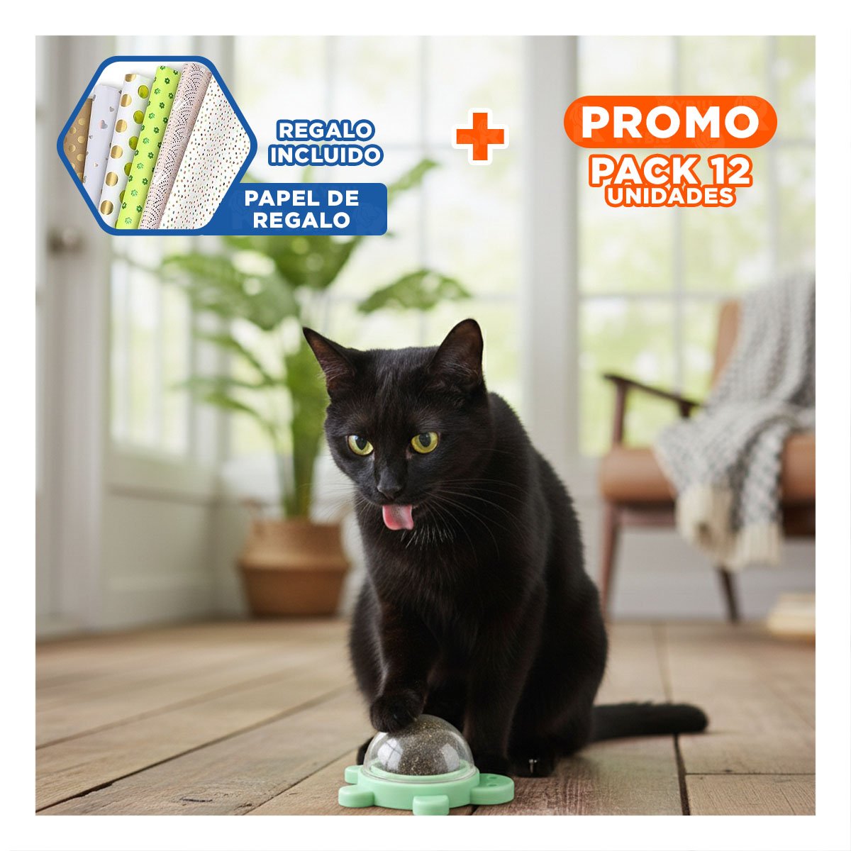 PACK12 ESFERA HIERBA GATERA DE TORTUGA VERDE CON PLASTICO PARA DIVERSION Y+PAPEL REGALO - 1