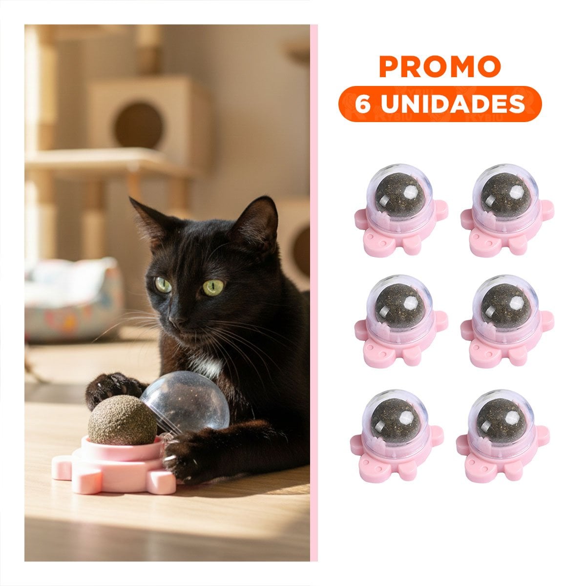 PACK6 BALON DE TORTUGA ROSADO CON PLASTICO Y HIERBA GATERA GIRATORIO PARA USO DIARIO - 1