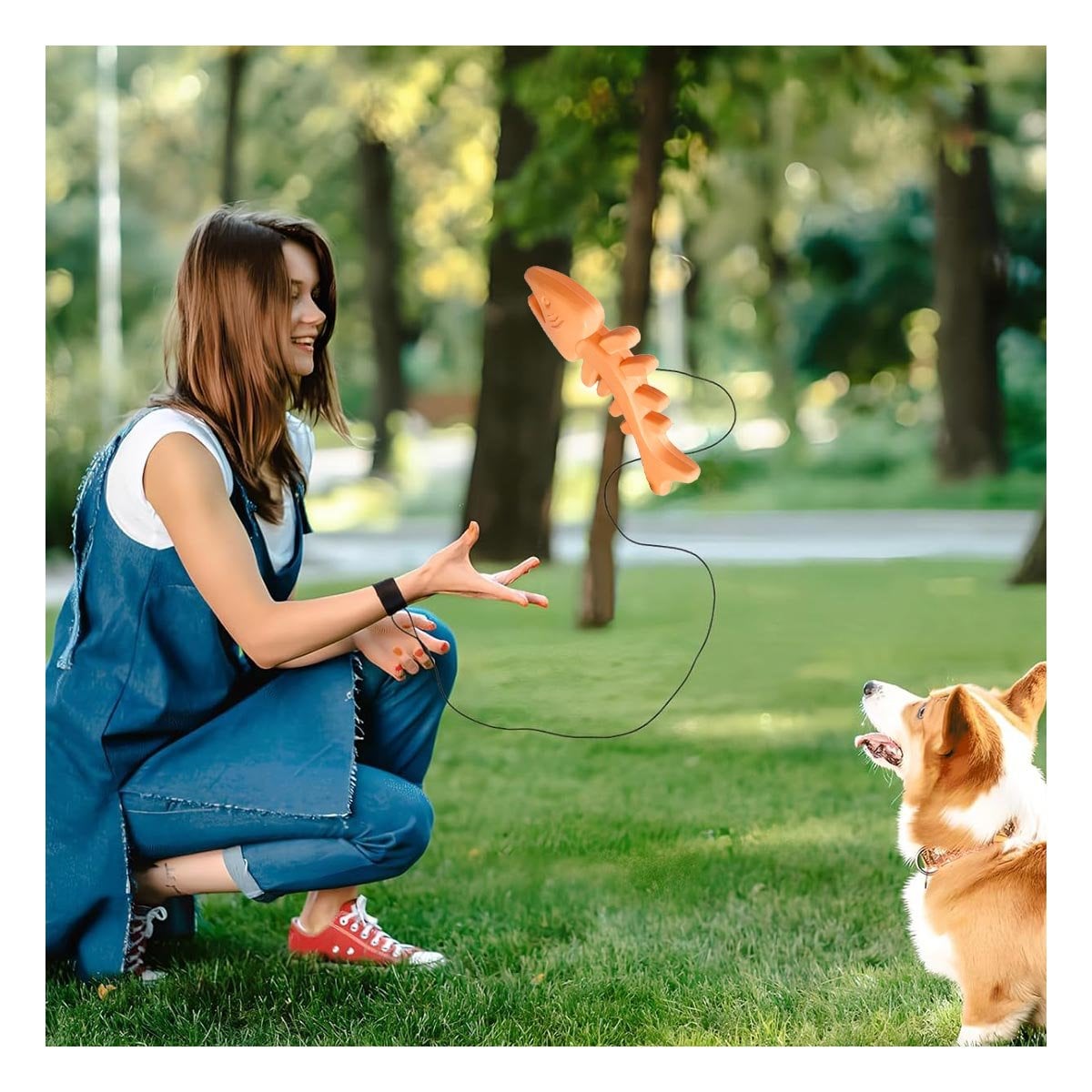 PACK4 JUGUETE ESTABLE EN FORMA DE PESCADO EN COLOR NARANJA DE GOMA PARA MASCOTAS ACTIVAS - 5