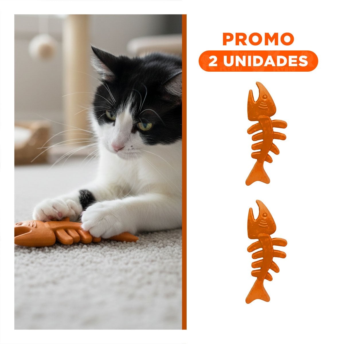 PACK2 JUGUETE DURADERO EN FORMA DE PESCADO DE GOMA EN COLOR NARANJA PARA DIVERSION CONSTANTE - 1