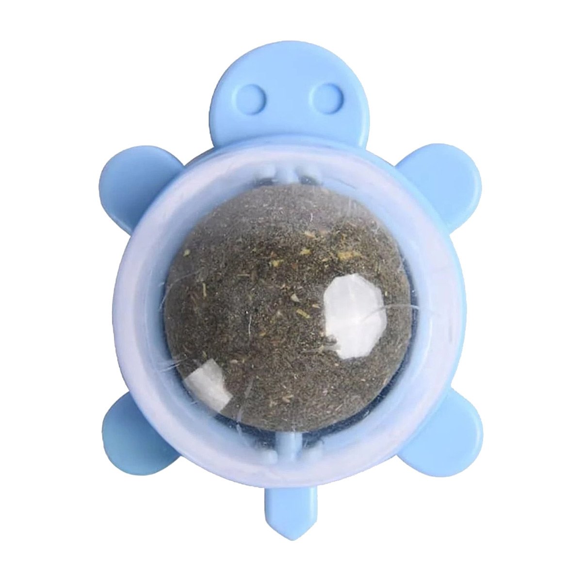 PACK4 BOLA DE TORTUGA CON HIERBA GATERA GIRATORIO Y PLASTICO CELESTE PARA JUEGO Y+PAPEL REGALO - 3