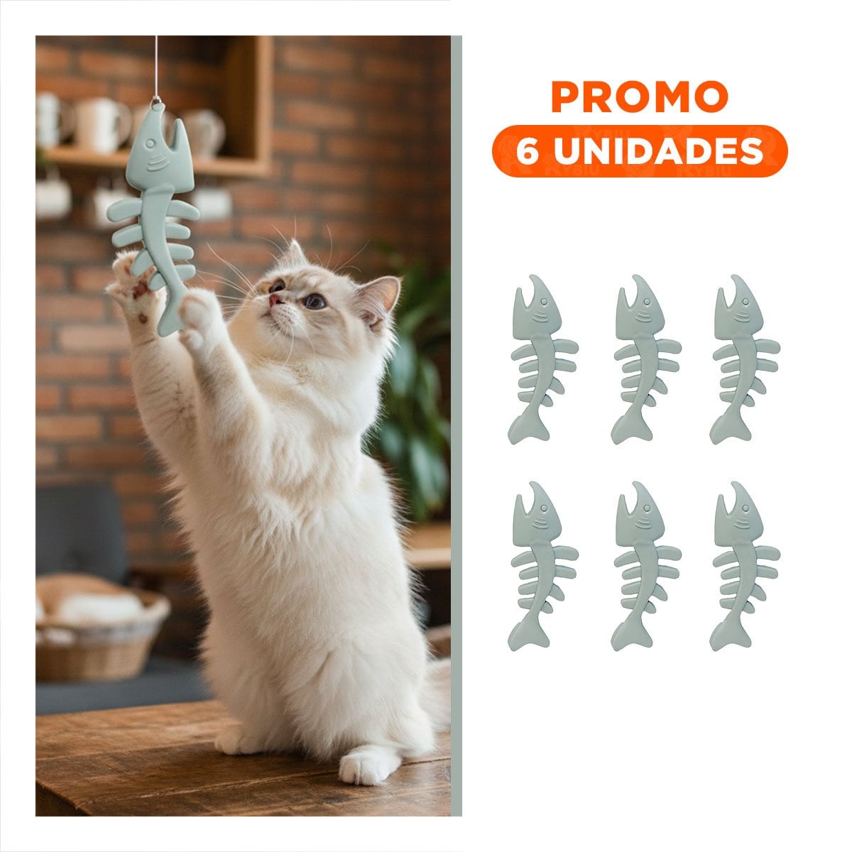 PACK6 PIEZA RESISTENTE DE GOMA EN FORMA DE PESCADO EN COLOR PLOMO PARA JUEGO DIARIO - 1