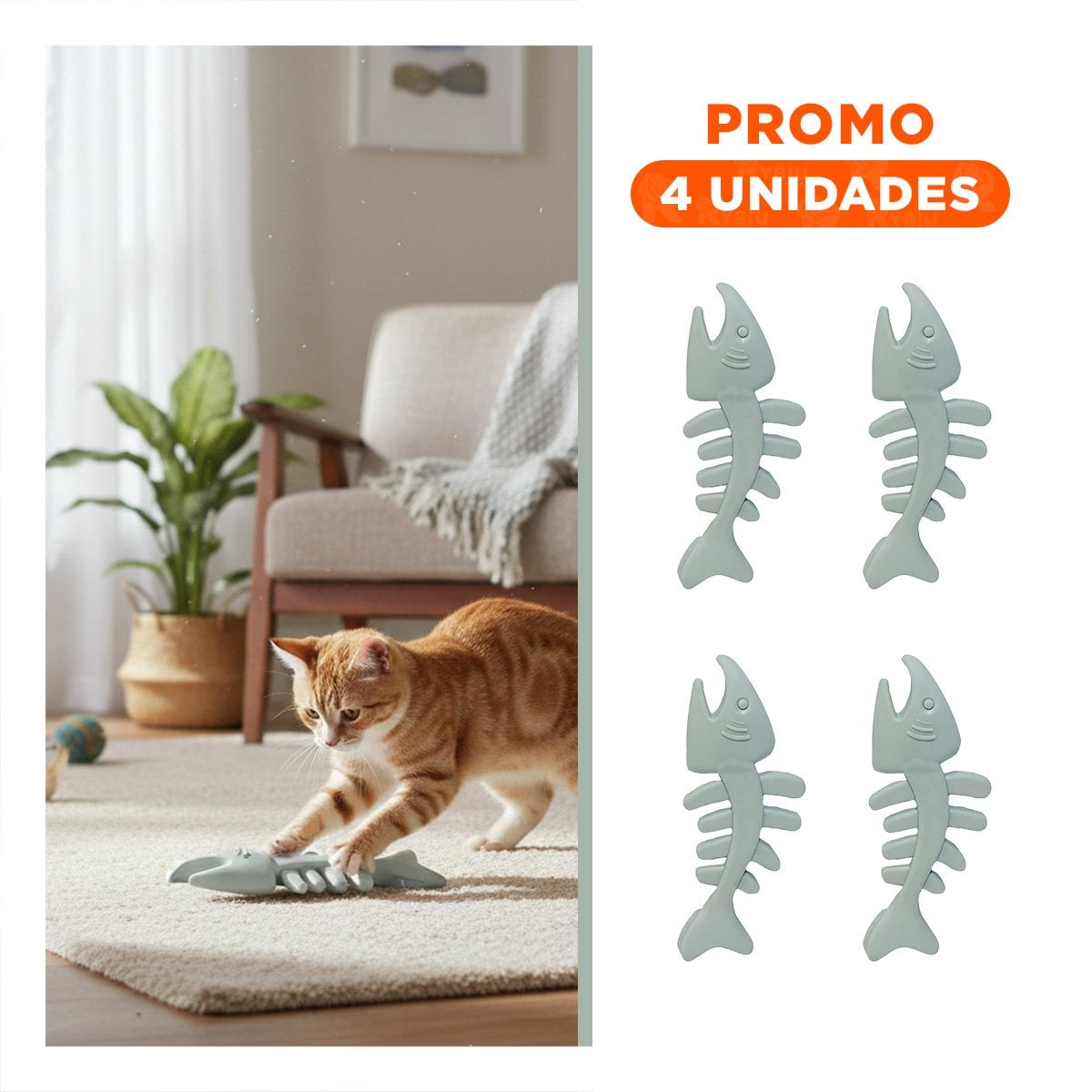 PACK4 PIEZA EN FORMA DE PESCADO DE GOMA EN COLOR PLOMO PARA MASCOTAS Y+REGALO STICKER - 1