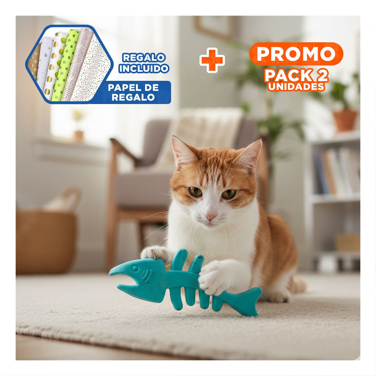 PACK2 JUGUETE FLEXIBLE EN FORMA DE PESCADO EN VERDE AGUA DE GOMA DE USO DIARIO Y+PAPEL REGALO - 1