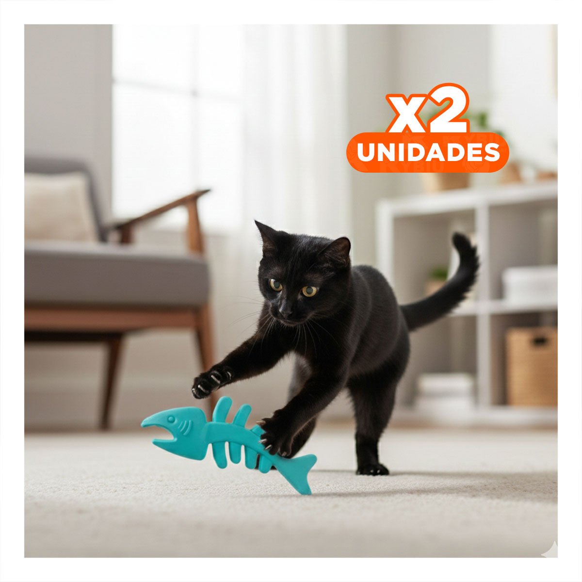 PACK2 JUGUETE COMODO EN FORMA DE PESCADO DE GOMA EN VERDE AGUA INTERACTIVO Y+REGALO STICKER - 1