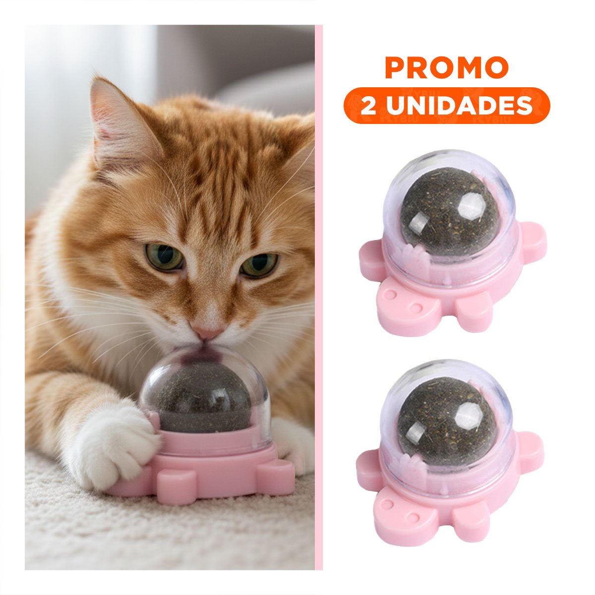 PACK2 BOLA GIRATORIO DE TORTUGA ROSADO CON HIERBA GATERA Y PLASTICO PARA JUEGO - 1