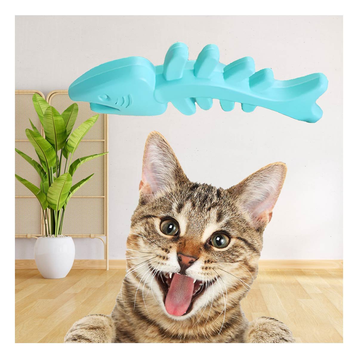 PACK2 JUGUETE DURADERO EN FORMA DE PESCADO DE GOMA EN COLOR VERDE AGUA PARA DIVERSION CONSTANTE - 2